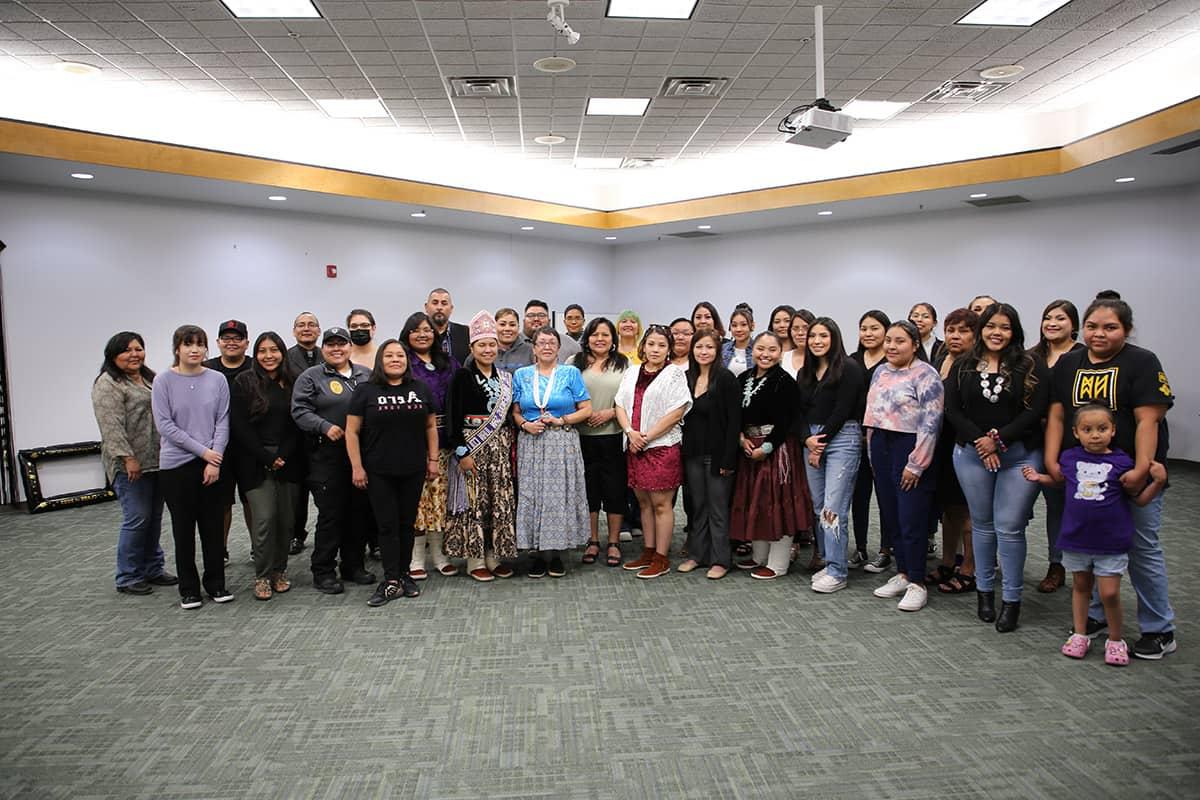 group photo of recent Native American graduates after a reception for the 美洲原住民中心